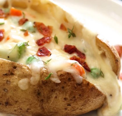 Baked Potatoes With Chicken and Cheese recipe by rasoi menu